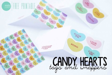 Free Printable Candy Heart Gift Wrap from Minted Strawberry