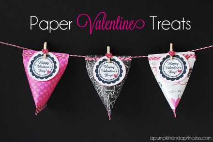 Paper Valentine Treat Containers from A Pumpkin and A Princess