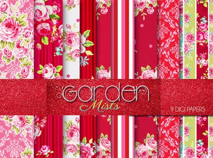 Free Garden Mists Floral papers from Craft a Doodle Doo