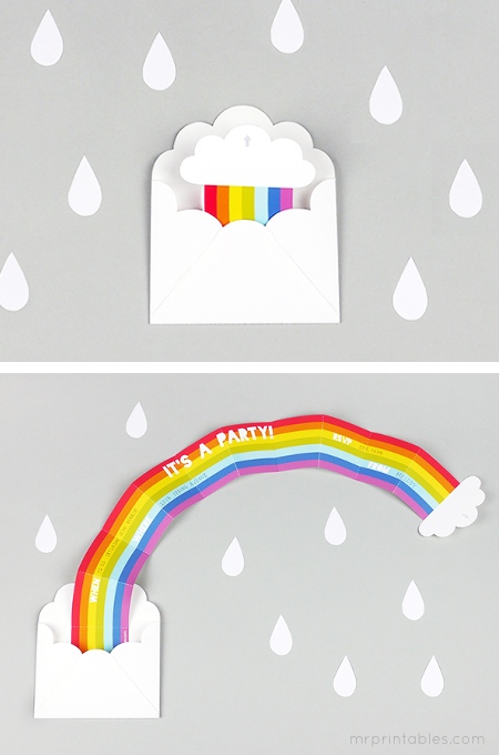 Free Printable Rainbow Party Invitation from Mr. Printables