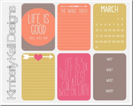 Free Project Life March 2013 Journaling Cards from This Kalil Life