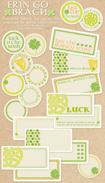 St. Patrick's Day Labels from Worldlable - designed by Inktreepress