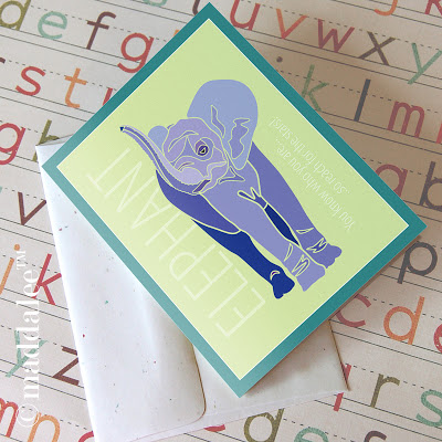 Free printable rainbow elephant greeting card