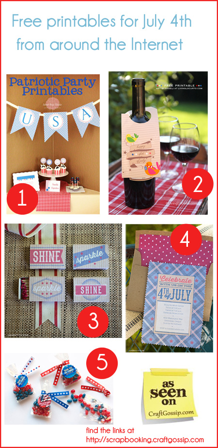 Five Free Printables for July 4th- Round-up at Craft Gossip