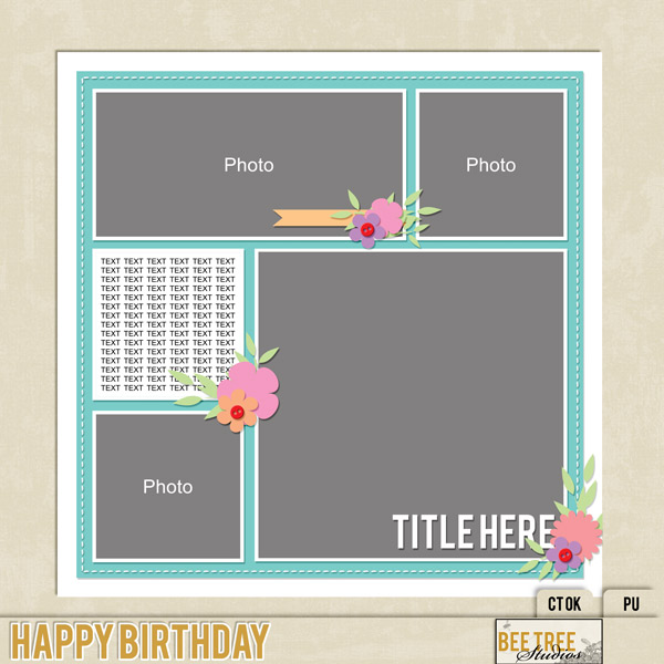 Freebie - Bee Tree Studios - happy birthday template