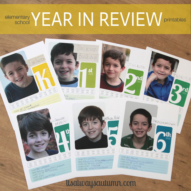 Freebie - Elementary School Year-in-review Printable from It's Always Autumn