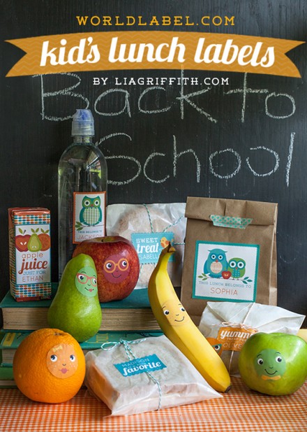 Freebie - Personalized Kids Lunch Labels by Lia Griffith