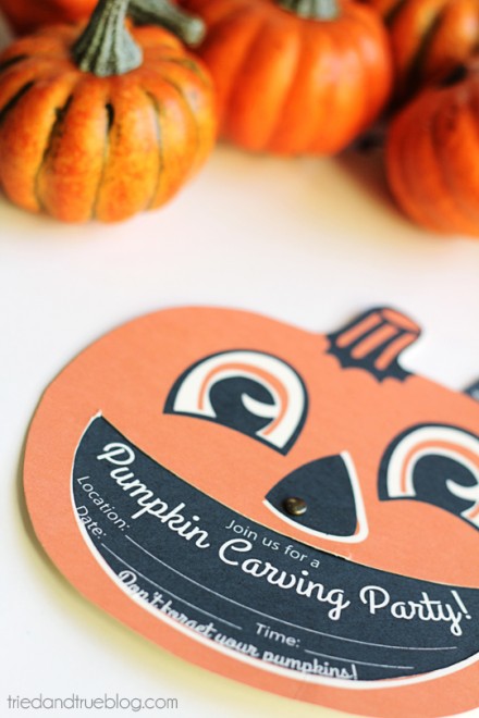 Freebie - pumpking carving party invites from Tried & True