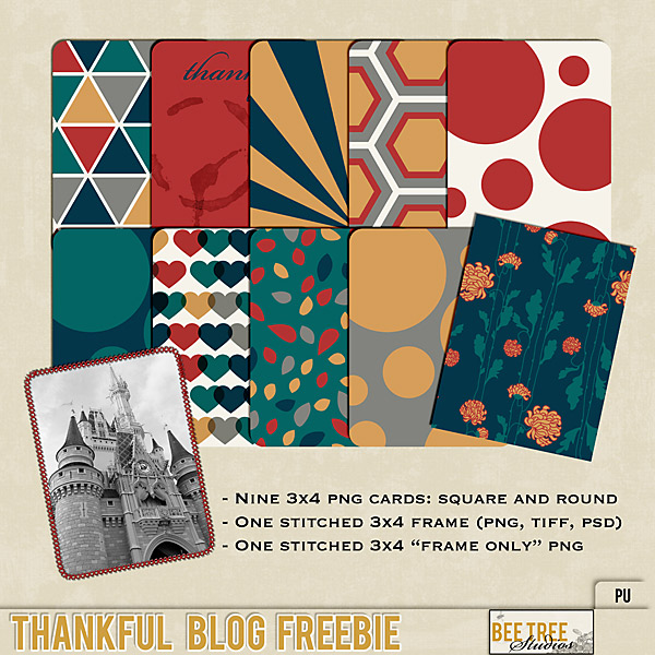 Freebie - Thankful Journaling cards from Bee Tree Studios