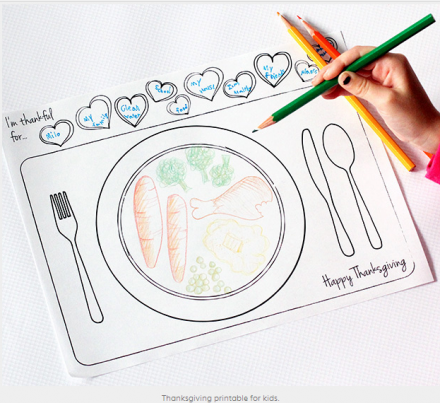 Thanksgiving Freebie - Printable Thanksgiving Place Setting for Kids from Dabbles & Babbles