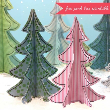 Freebie - Printable Pink Christmas Tree from Claudine Hellmuth