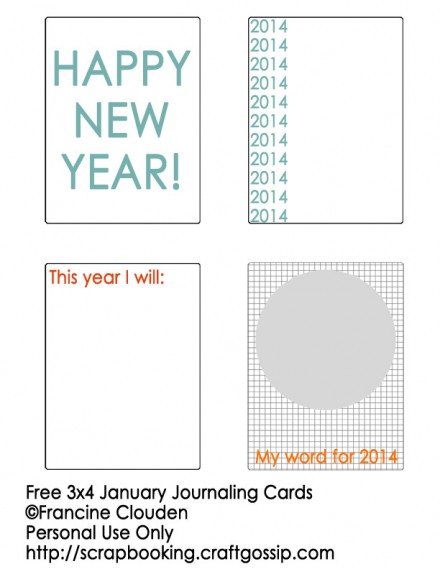 3x4 January Journaling Cards