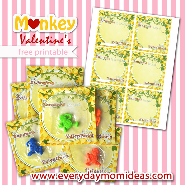 Monkey Valentine Printables from Everyday Mom Ideas