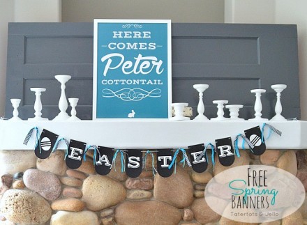 Freebie - Printable Spring Banners in 6 Colors from Tatertots and Jello