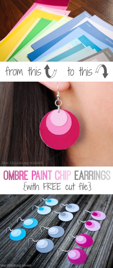 Freebie - Ombre Paint Chips Earrings and Silhouette Cut File