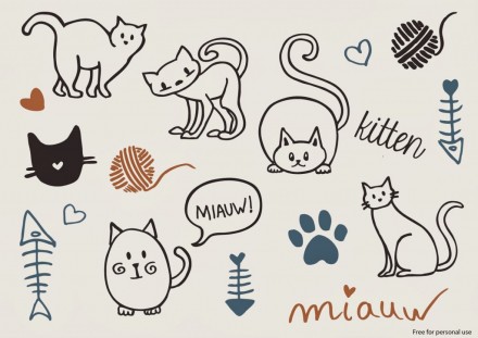 Freebie - cat vectors from Curly Made