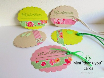 Tutorial - Mini Thank You Cards by Efzin Creations