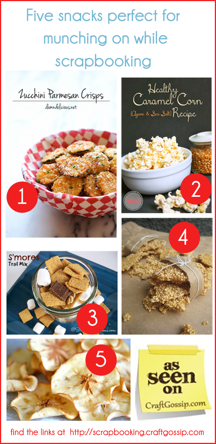 Fivesnacks for munching on while scrapbooking