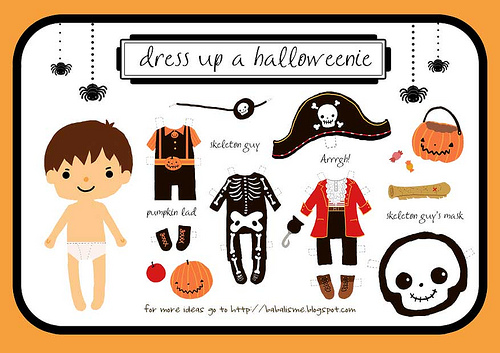 Freebie - Dress up a Halloweenie Boy - Halloween Printable