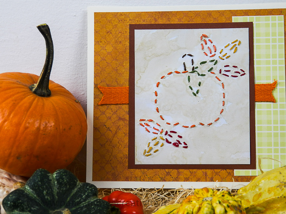 Tutorial - Embroidered Pumpkin Card