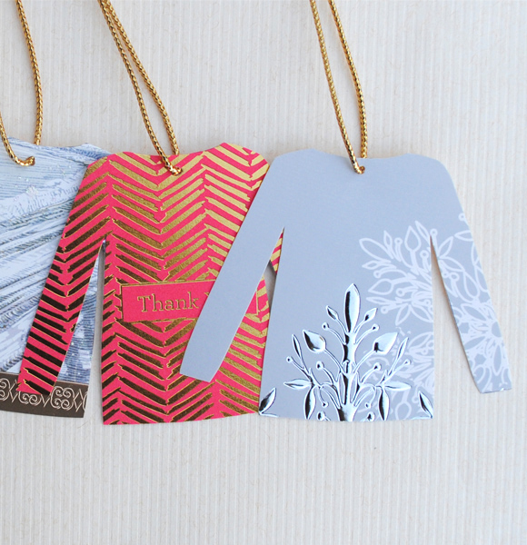 Free Template to make Sweater Gift Tags from Old Cards