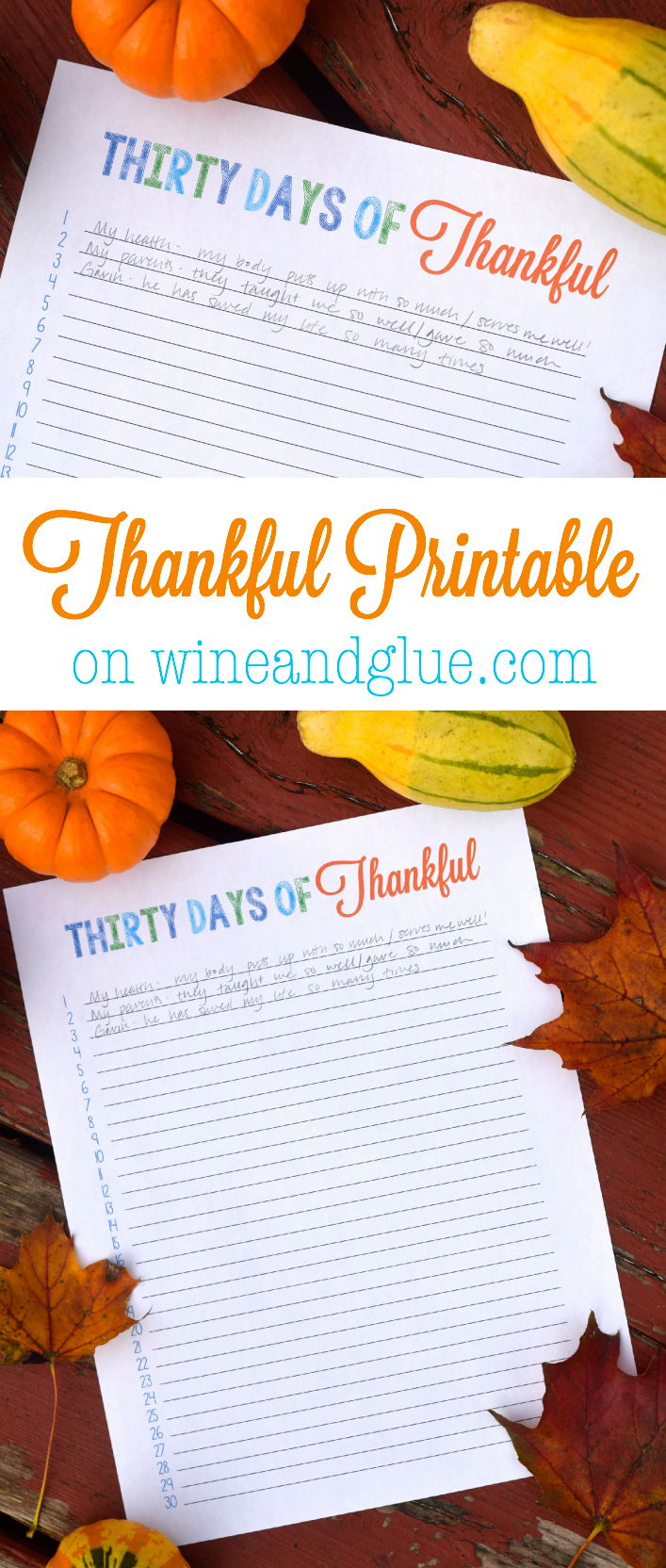 30 Days of Thankful free Printable