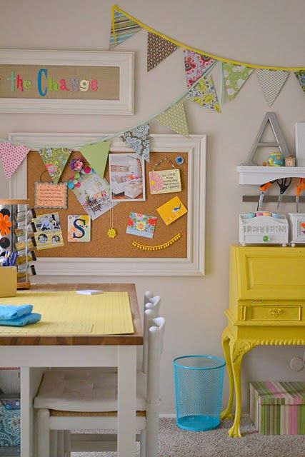 Painted desk and buntings from Little Miss Momma