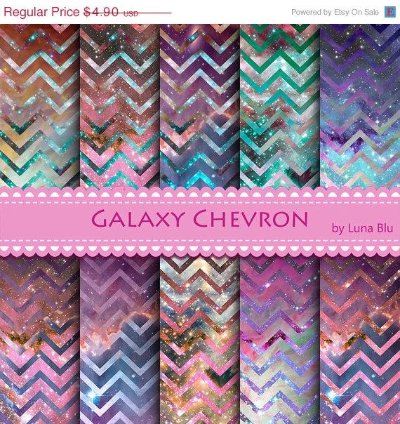 Galaxy Chevron Digital Paper Pack