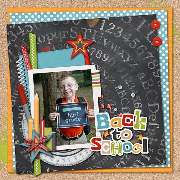 Digital Single Photo Back to School Scrapbook Layout