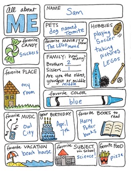 Freebie - All About Me Back-to-School Doodle Sheet