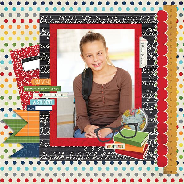 Single Photo BAck to School Scrapbook Layout 3