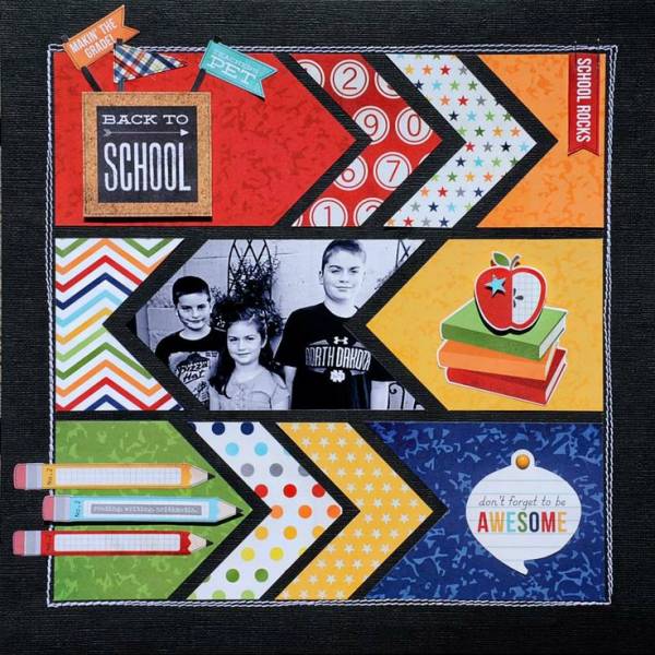 Single Photo BAck to School Scrapbook Layout 8