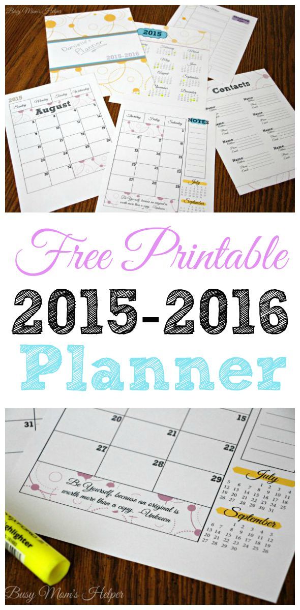 2015-2016 Planner from Busy Mom's Helper