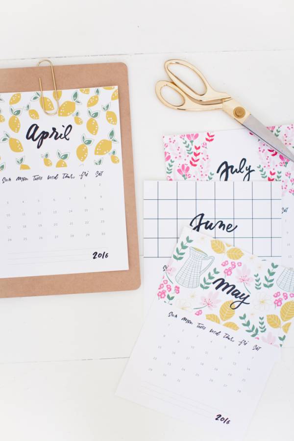 2016 free calendar printable