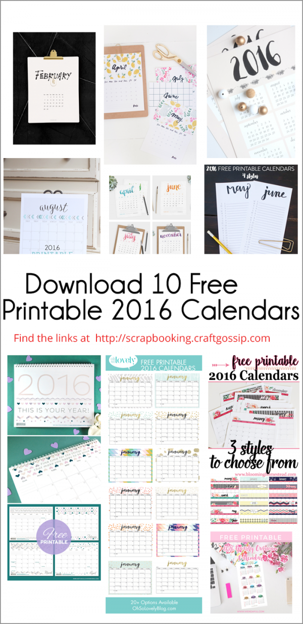 Download 10 Free Printable 2016 Calendars