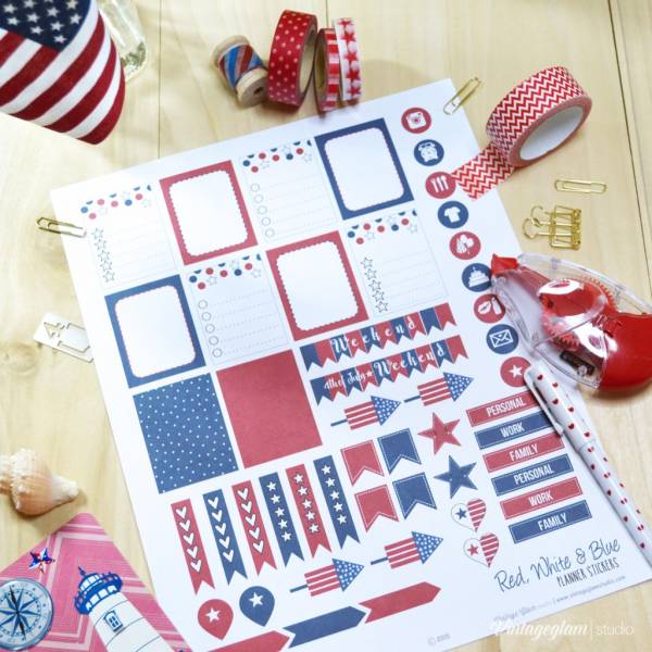 July 4th-Planner stickers