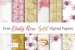 12 FREE Dusty Rose and Gold Pattern Papers