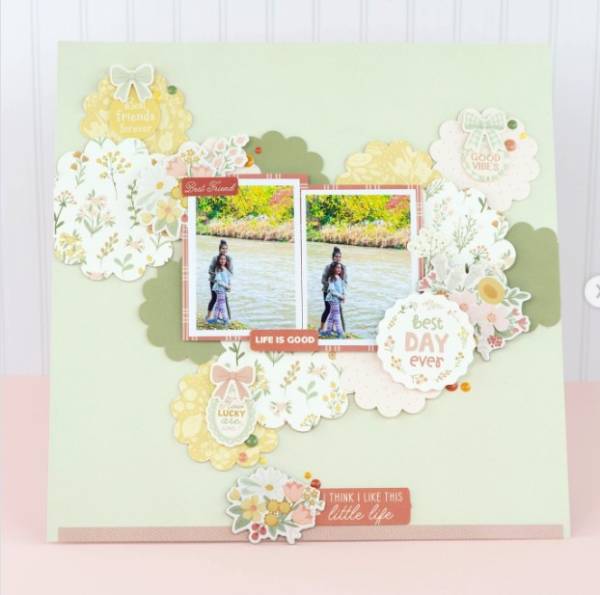 12 Scrapbook Layouts with Scalloped and Lacey Details