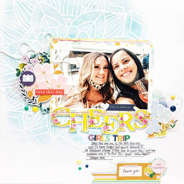 12 Scrapbook Layouts with Stenciled Backgrounds