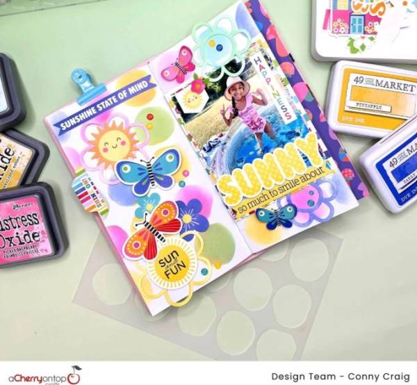 12 Scrapbook Layouts with Stenciled Backgrounds