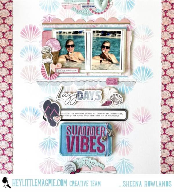 12 Scrapbook Layouts with Stenciled Backgrounds