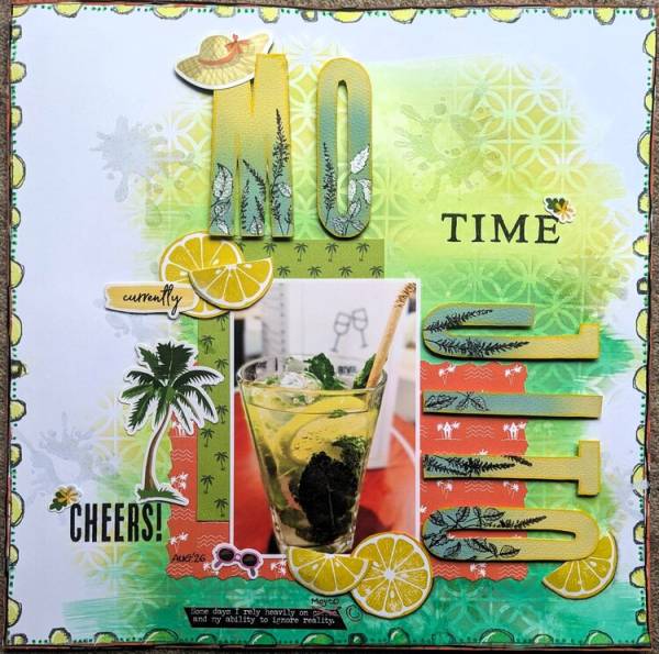12 Scrapbook Layouts with Stenciled Backgrounds
